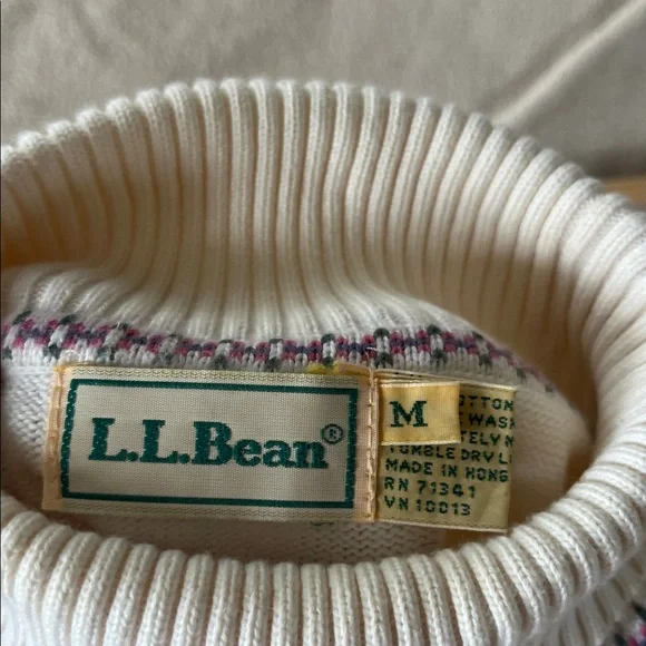 L.L. Bean cream turtleneck 100% cotton vintage - Picture 4 of 7